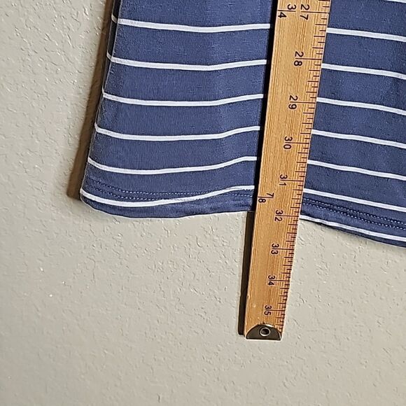 Garnet Hill Small Blue Gray stripe Ruffle Sleeve tee shirt dress - Picture 6 of 7